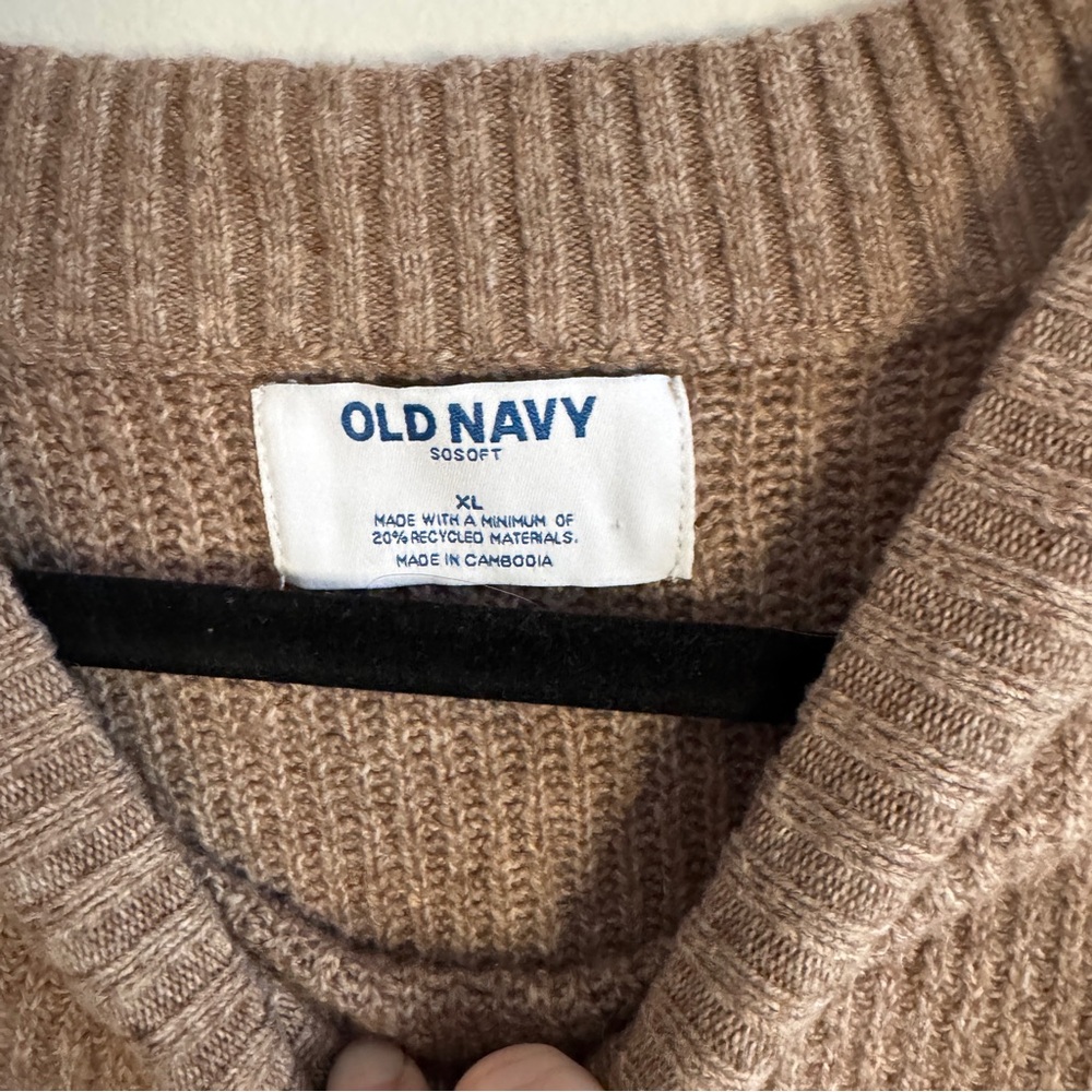 Old Navy Women Brown Chunky Knit Sweater XL Cozy Crewneck Pullover - Picture 2 of 3